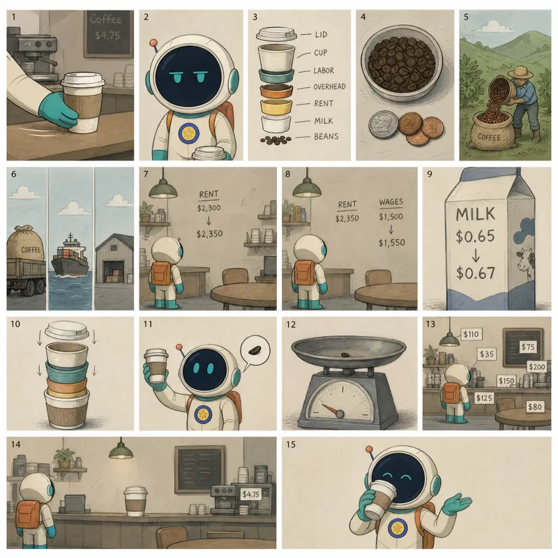Original Higgsfield storyboard preview showing an astronaut character across a sequence of illustrated scenes